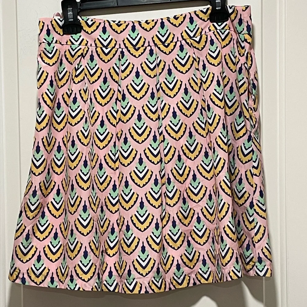 Cute Summer Mini Skirt Yellow & Mint Sz Large Pleated A Line Pockets Zip